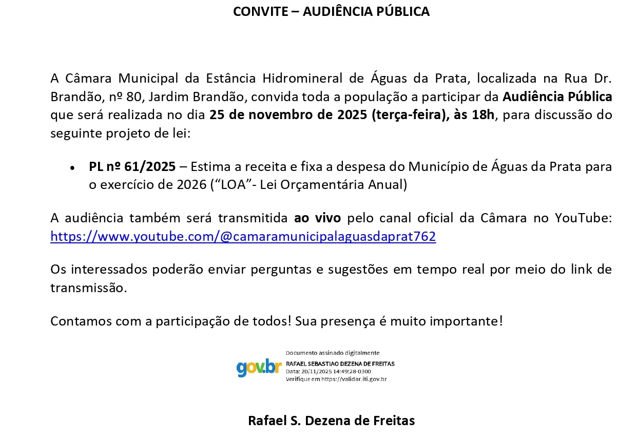 CONVITE – AUDIÊNCIA PÚBLICA 